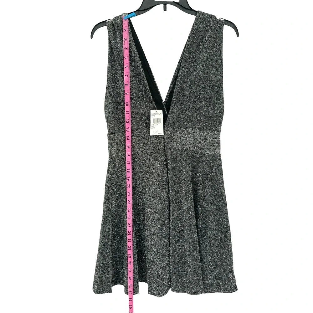 Fraiche By J In Silver Deep V-neck Fit & Flare Minidress Size Large - Picture 6 of 8